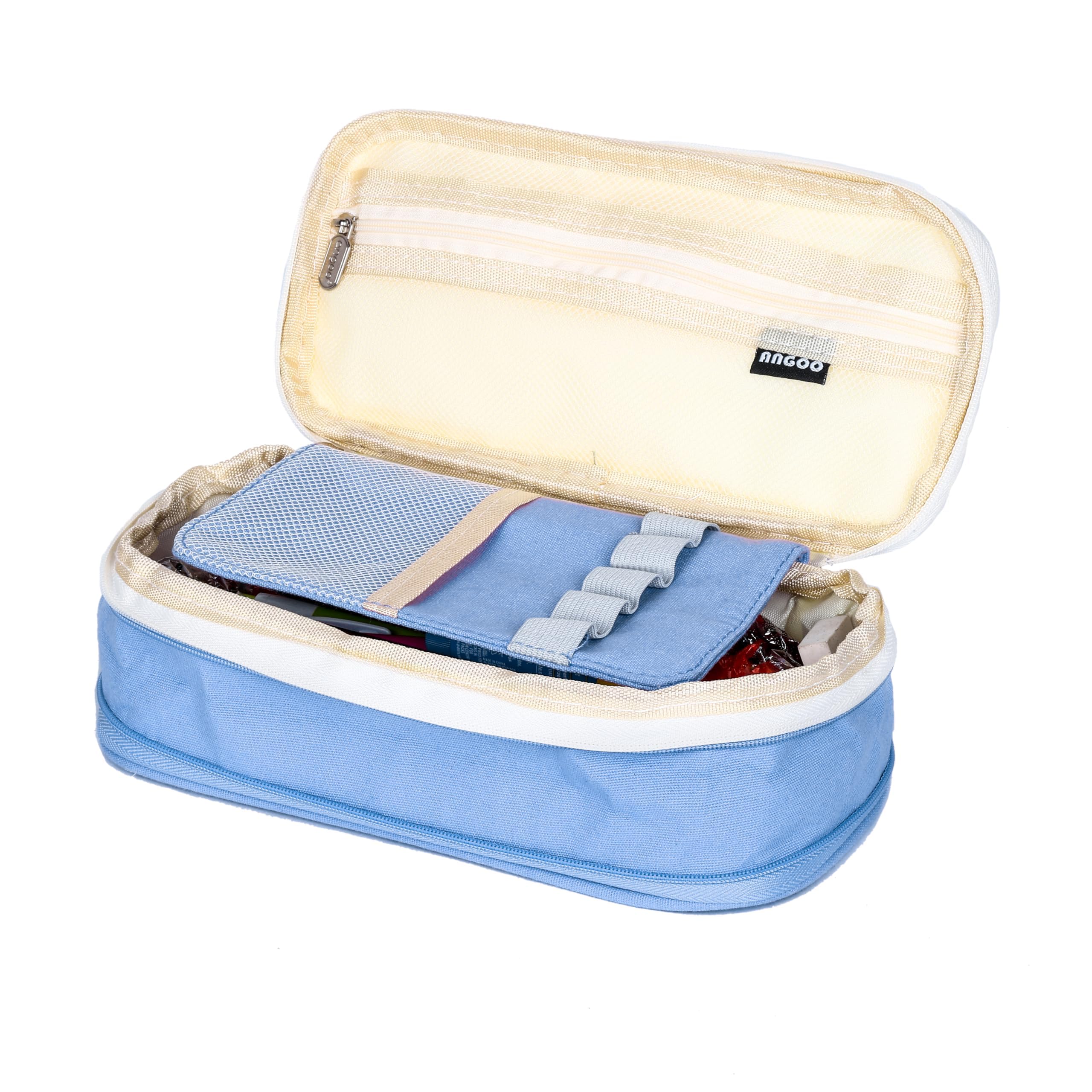 BROMAX- 3 Compartment Cute Pencil Case | Aesthetic Large Capacity Pen Pouch for Girls | Stationery Canvas Organizer for School, Office | Pencil Pouch with Zipper| (Blue) (B0D9QHKT98) Amazon Price History, Amazon Price Tracker
