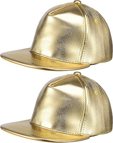 2 Pieces Gold Rapper Hat Hip Hop Hat 