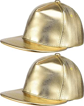 2 Pieces Gold Hip Hop Rapper Hat Unisex Snapback Hat Baseball Cap ...