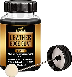 Black Leather Edge Coat for Leather Edges with Built-in Applicator for Purses, Belts, Shoes, Couches – Flexible, Water-Resistant Finish – Edge Sealer & Restorer (4oz)