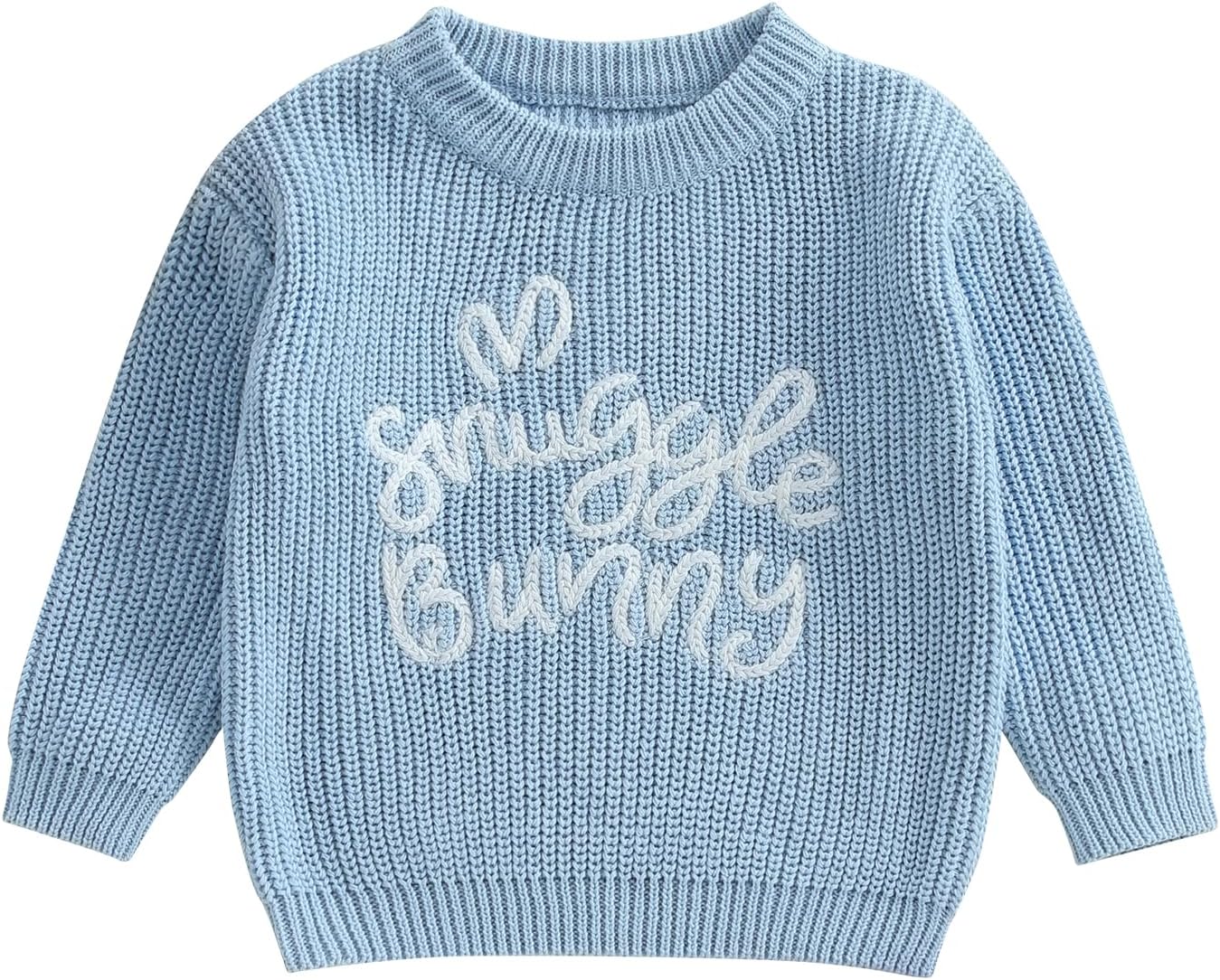 Baby Boys Girls Easter Outfit Bunny Embroidery Long Sleeve Sweater Shirt Pullover Knitwear Toddler Warm Clothes