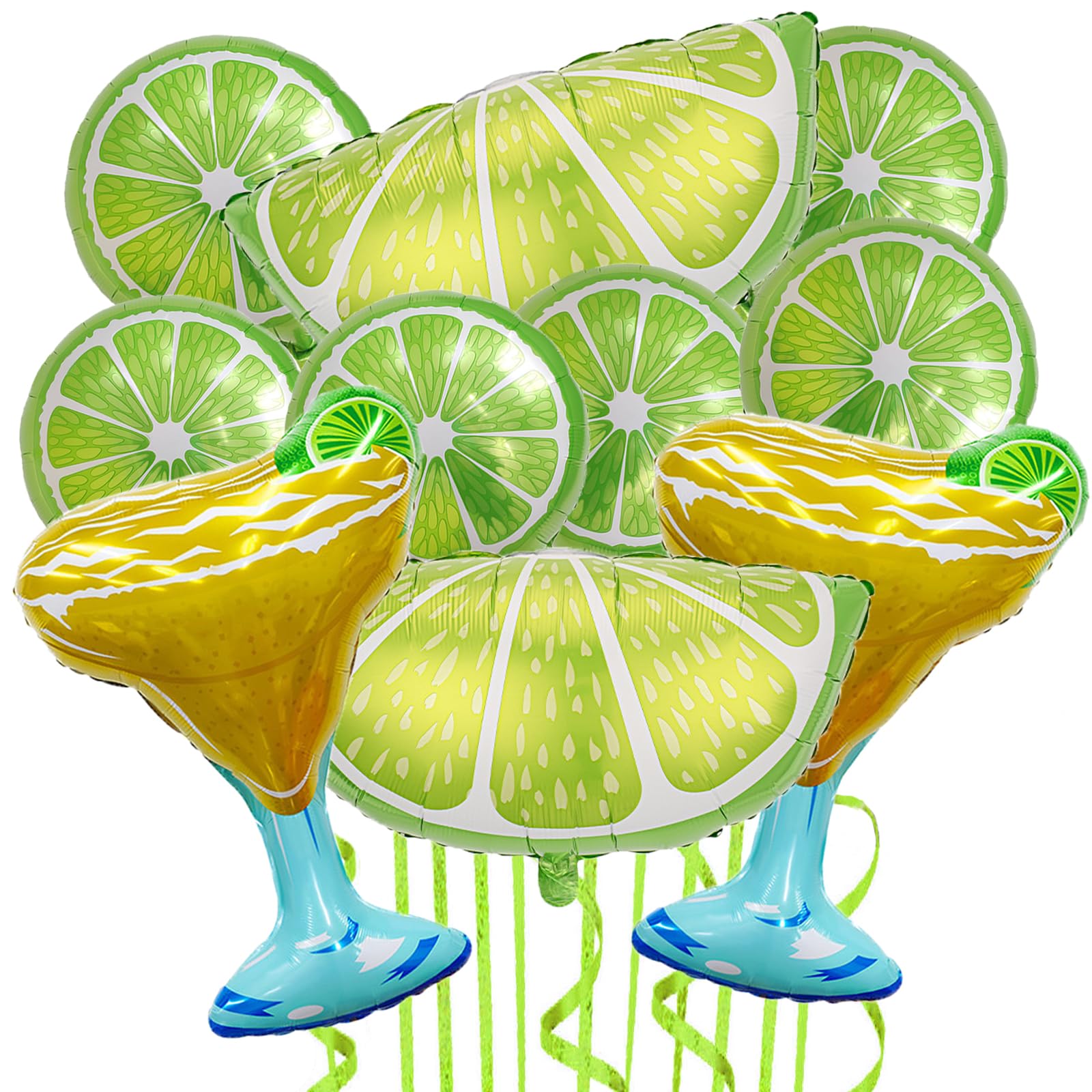 View 1 of 10Pcs Lime Balloons Green Lemon Foil Balloons Large Margarita and Lime Mylar Balloon for Fruit Summer Lime Lemon Party Decorations Margarita Bachelorette Birthday Decorations