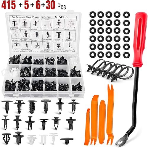 Nilight 415 Pcs Car Retainer Clips & Fastener Remover - 18 Most Popular Sizes Auto Push Pin Rivets Set -Door Trim Panel Clips Compatible with GM Ford Toyota Honda Chrysler,2 Years Warranty (CL-19)
