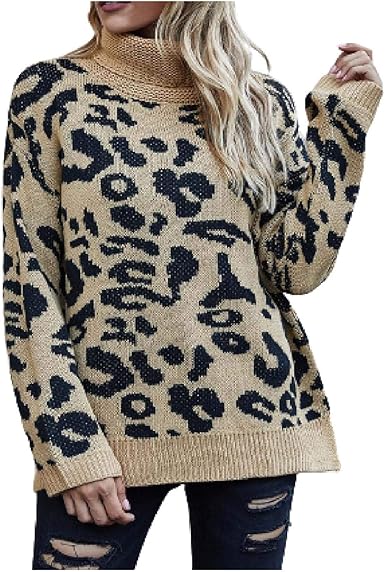 leopard print turtleneck jumper