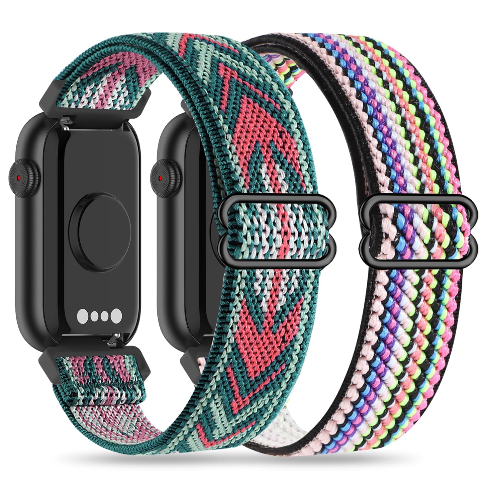 2 Pack Stretchy 16mm Nylon Bands Compatible with FITVII HM08/MorePro HM08/Amzhero-Runfit D26/KALINCO Slim Fitness Tracker