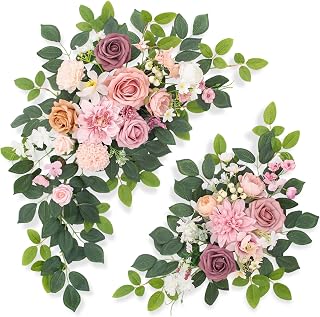 Pack of 2 Wedding Arch, Artificial Flowers, Wedding Decor,Flower Garland Be Suited to Banquet, Party, Reception Entrance Welcome Sign and Background Decoration (Dusty Pink)…