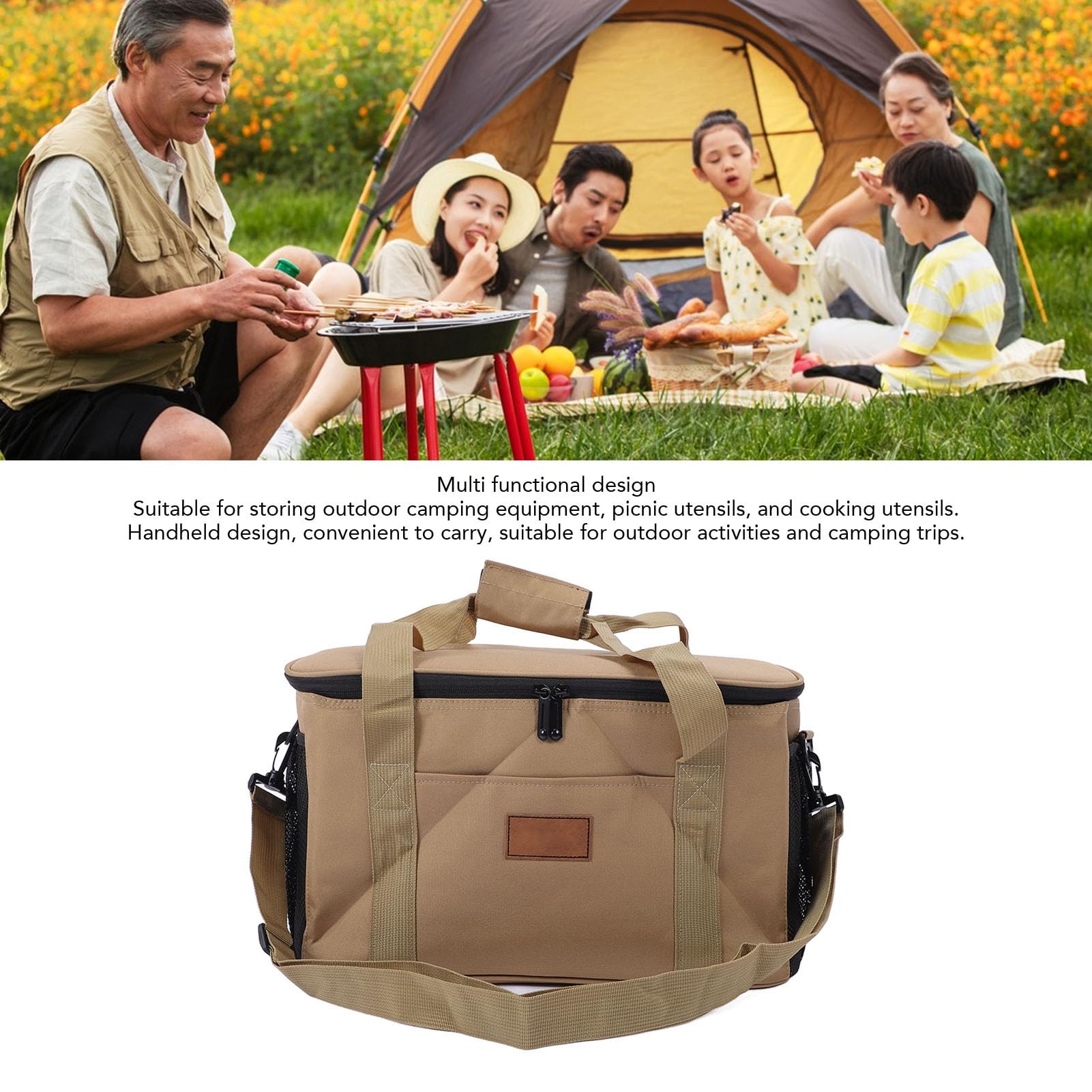 Borsa Portaoggetti Campeggio, Tessuto Oxford Multifunzionale Borsa Portaoggetti con Tracolla per Picnic, Viaggio All'Aperto, Borsa Trasporto Portatile per Uomo E Donna