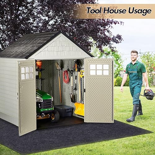 Miniatura 7 de Protector de suelo de cobertizo de almacenamiento para exteriores de 8.2 x 6 pies, tapete antideslizante para aceite, almohadilla protectora de