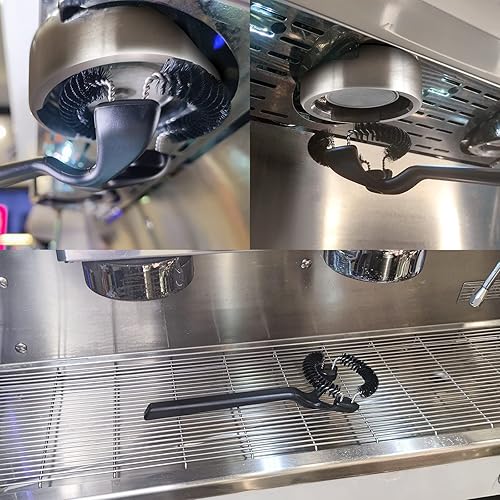 Miniatura 7 de Cepillo de limpieza para máquina de café espresso, limpiador de cepillo portafiltro de cabeza de grupo de 2.283 in, cerdas de nailon desmontables de