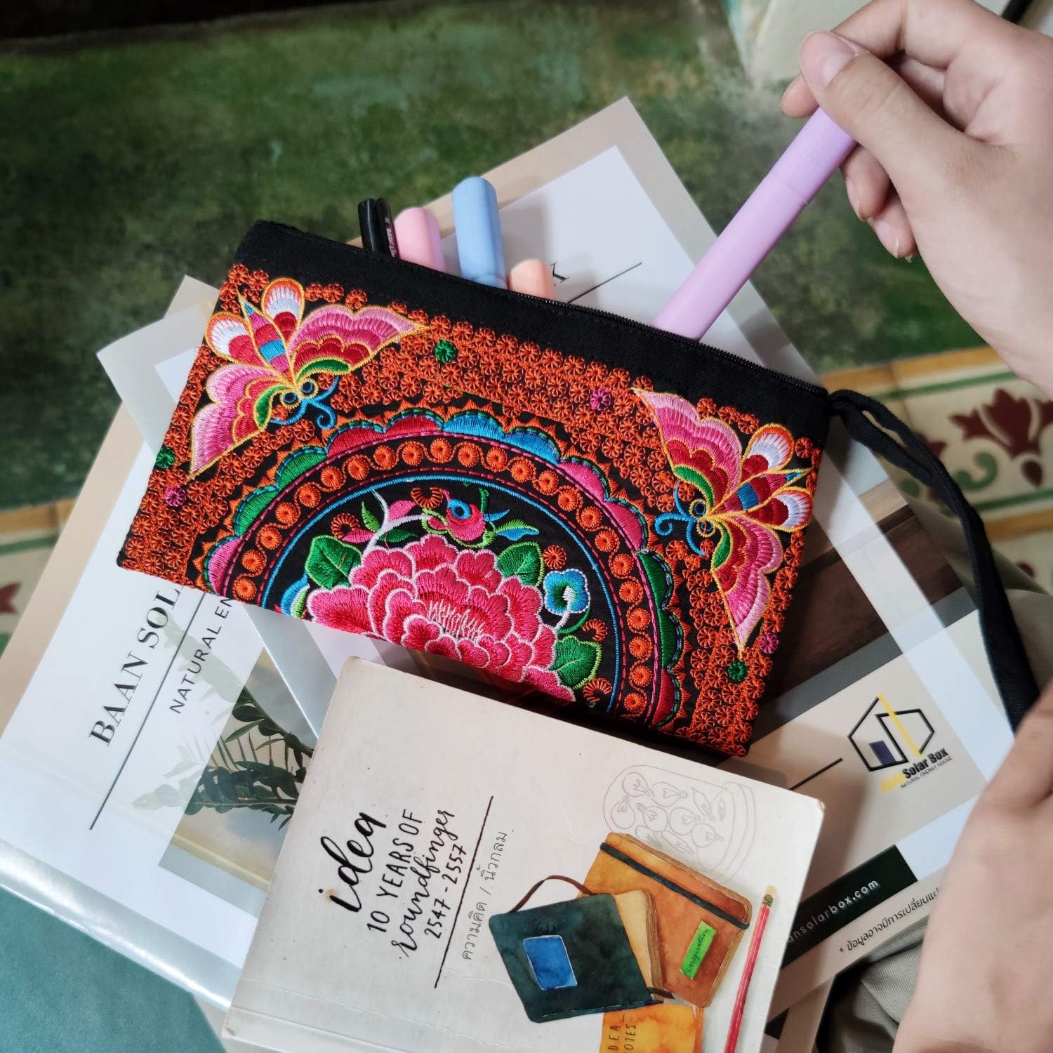 Sabai Jai - Smartphone Wristlet Bag - Handmade Embroidered Boho Clutch Wallets Purses