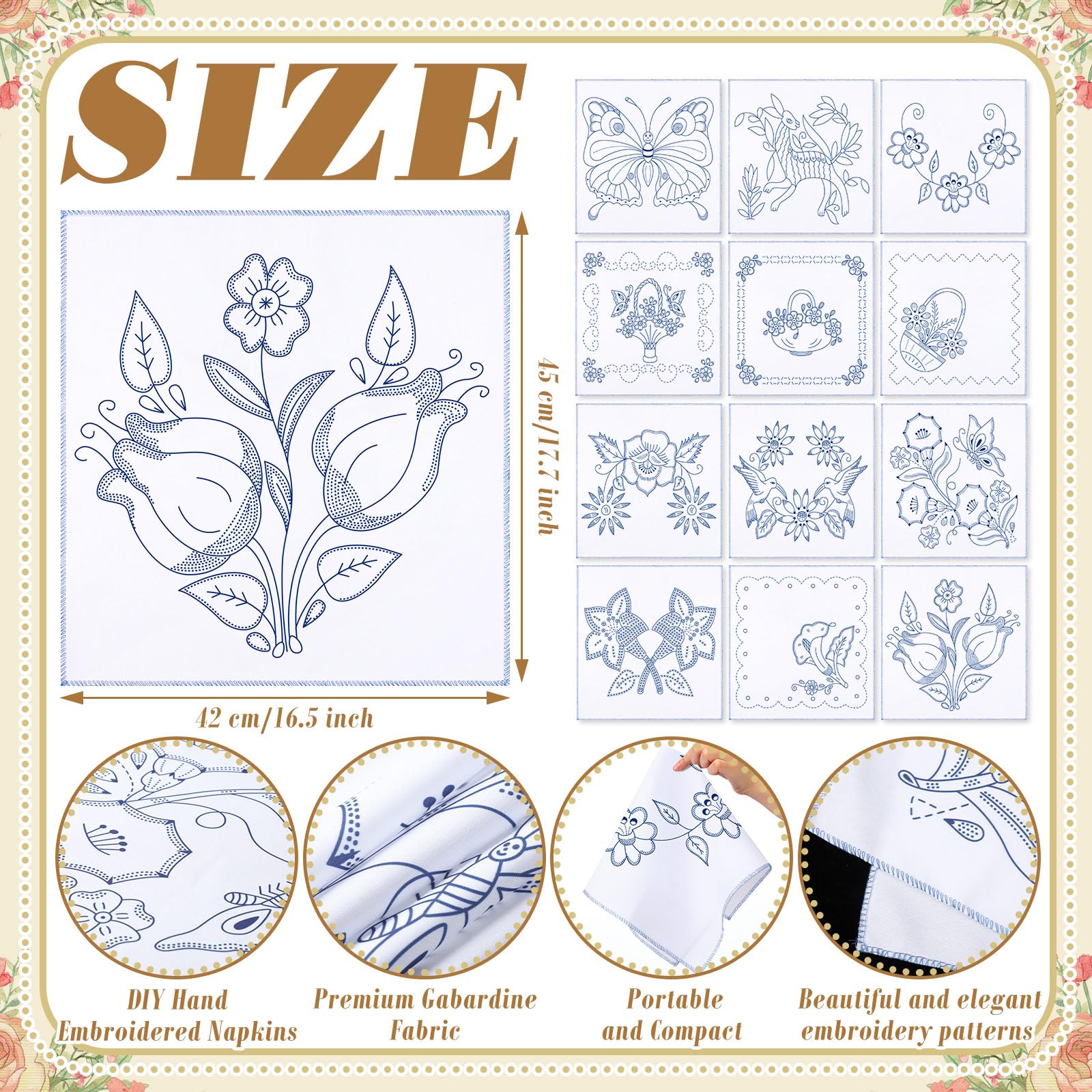 Tioncy Servilletas Para Bordar a Mano, tovaglioli messicani riutilizzabili e lavabili, per design assortiti, per fai da te, ricami a punto croce, eventi, regali, decorazioni, regali (eleganti)