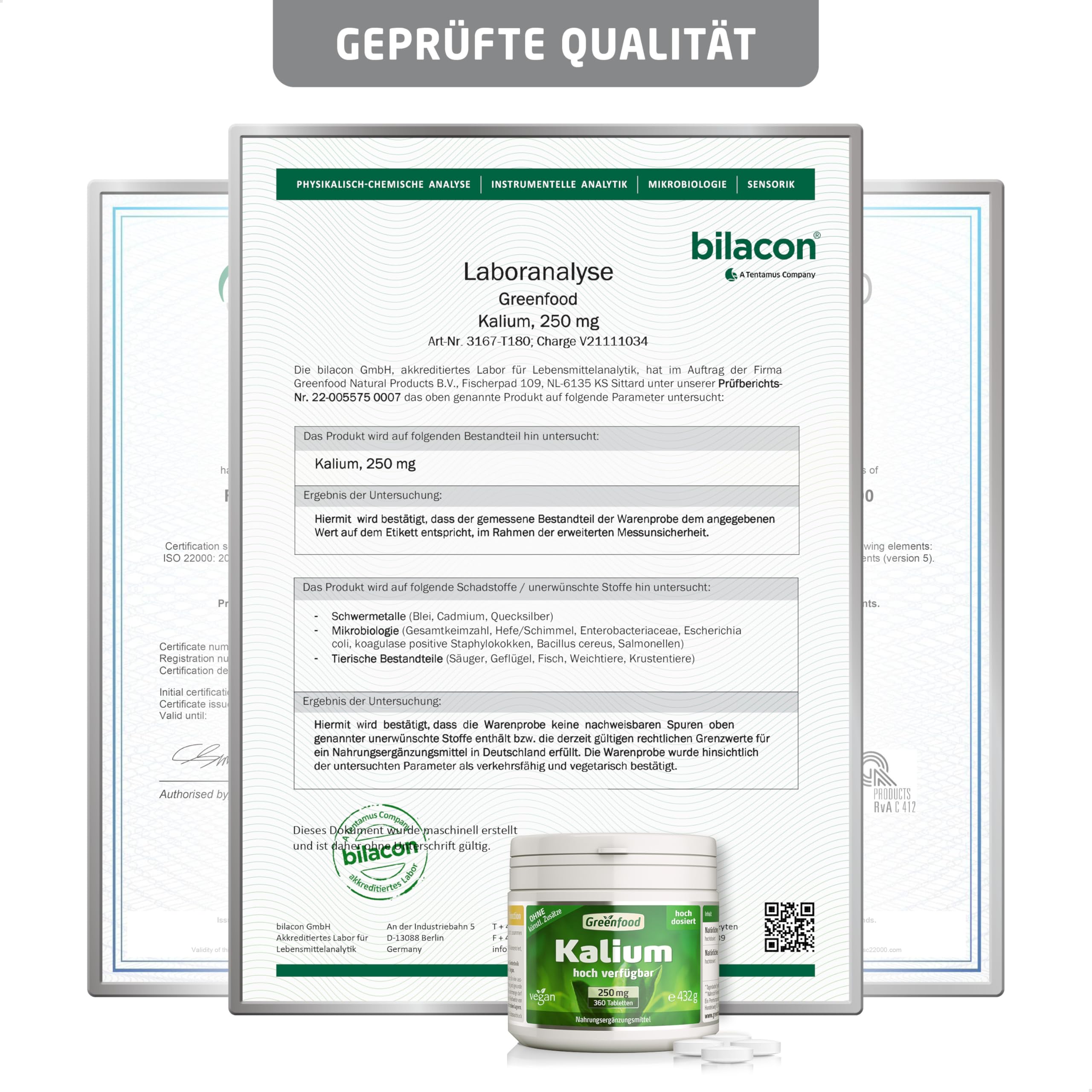 Kalium, hochdosiert, 250mg - 360 Tabletten, vegan. Hochwertiges Kaliumcitrat - wichtig für Nervensystem, Muskelfunktion & Blutdruck. OHNE künstliche Zusätze - laborgeprüft. Von Greenfood.