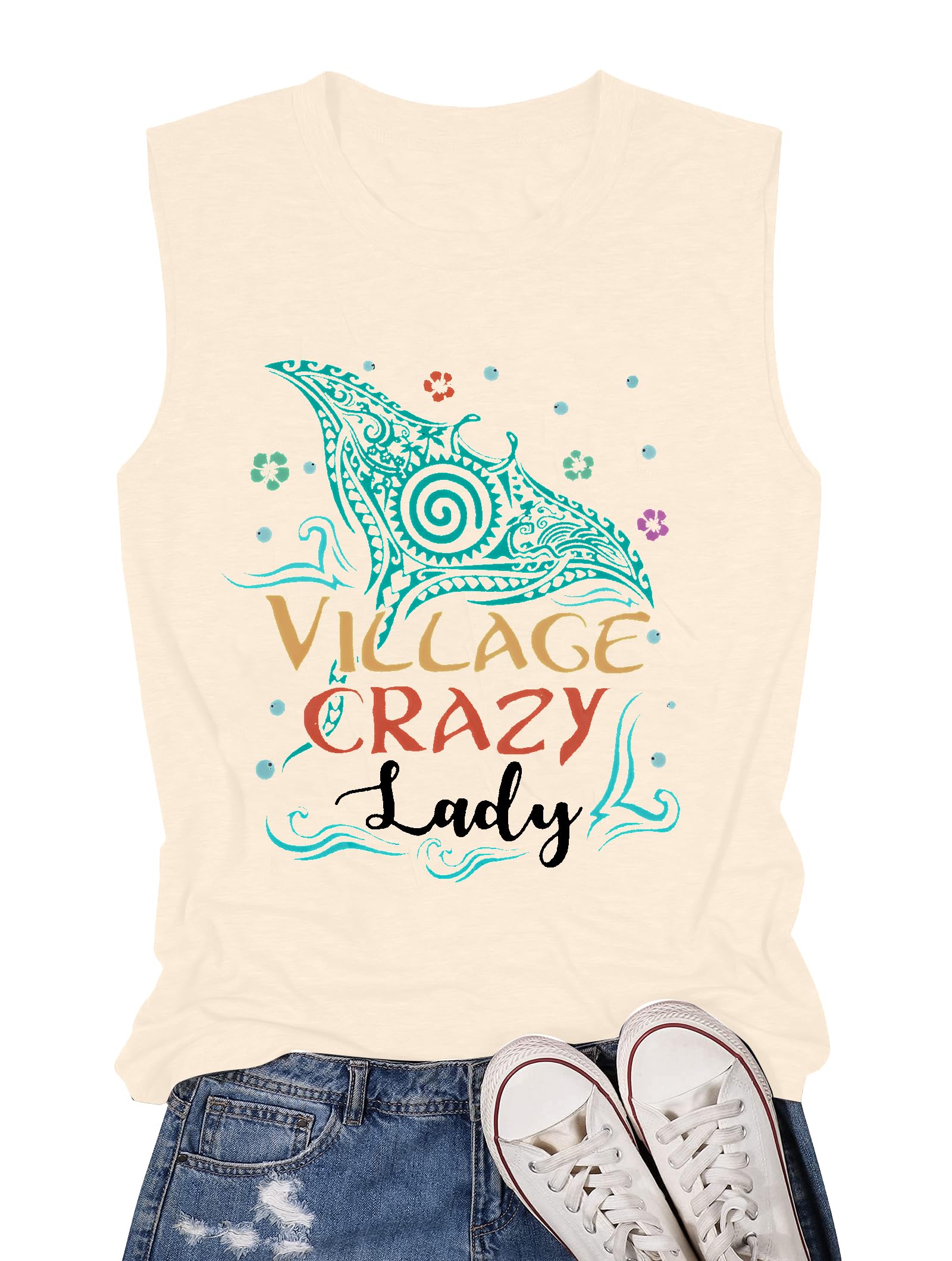 Village Crazy Shirt Summer Tank Tops Vacation Sleeveless Tops for Women Letter Graphic Tank Top Mothers Gifts
