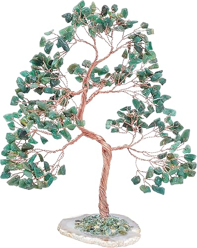 Miniatura 6 de Árbol de piedras preciosas de aventurina verde  Base de rodajas de ágata geoda, árbol de cristal hecho a mano para energía positiva, piedra curativa