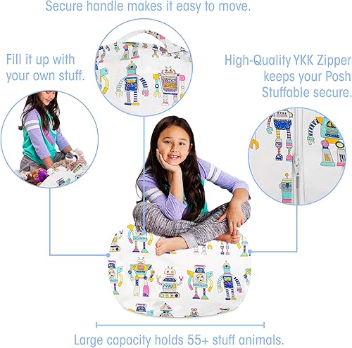 Miniatura 9 de Posh Stuffable - Sillón puff con almacenamiento para niños, contenedor de animales de peluche, organizador de juguetes de niños