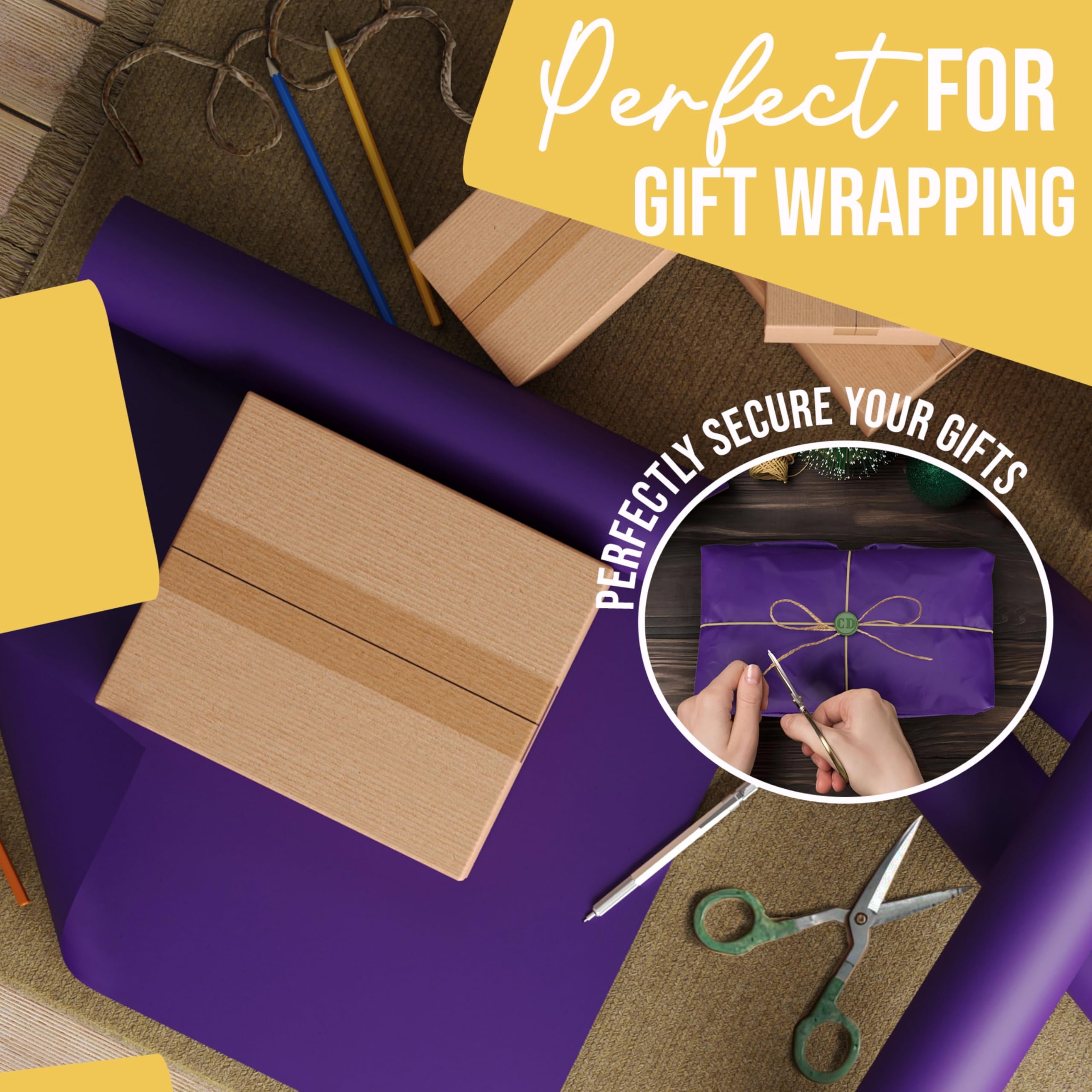 Crown Display Rouleau de papier kraft violet – 45,1 x 3,352,8 cm (33,5 m), parfait pour l'expédition et l'emballage, les fournitures d'artisanat