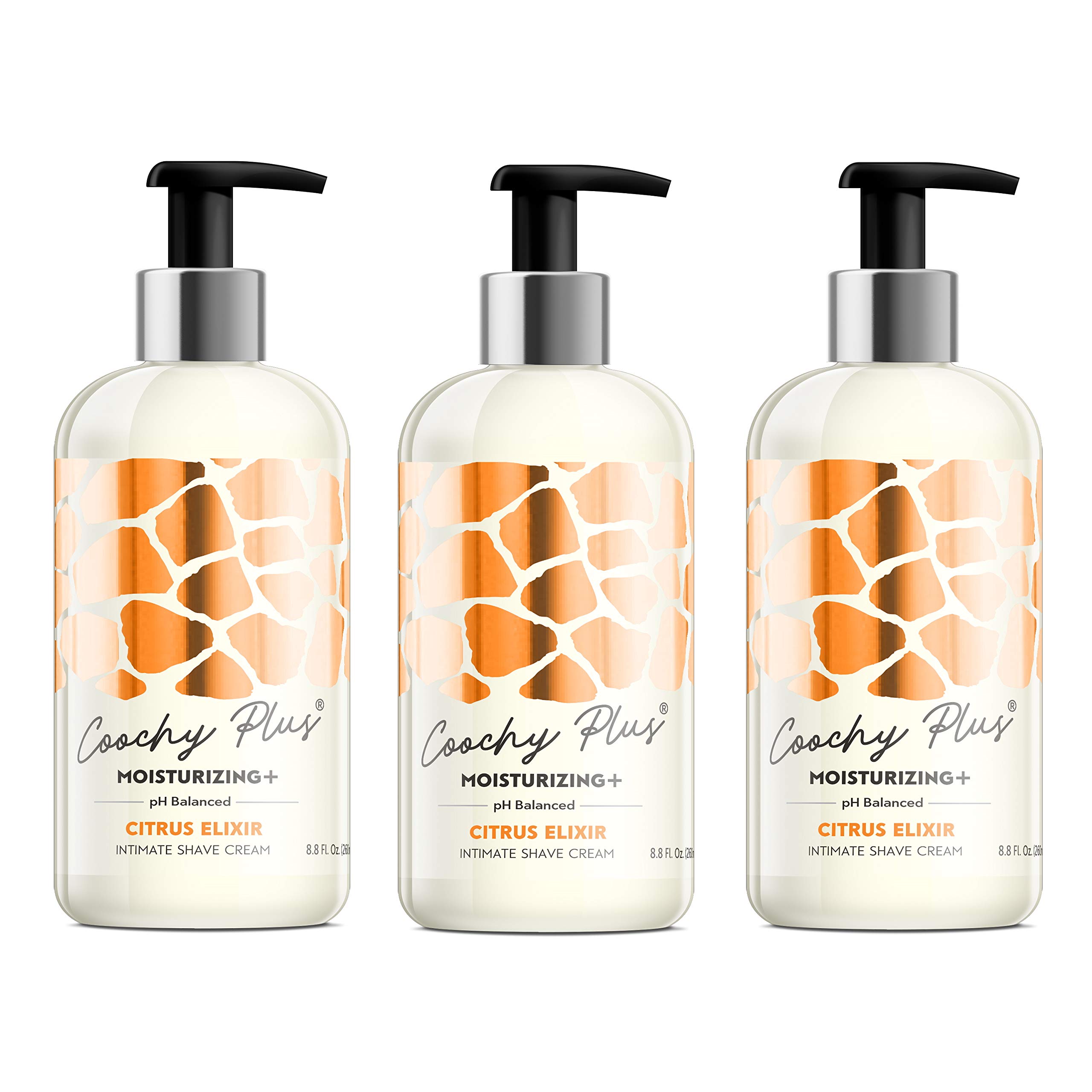 Coochy Plus Intimate Shaving Cream MOISTURIZING Plus CITRUS ELIXIR For Pubic, Bikini Line, Armpit - Rash-Free With Patent-Pending Formula Prevents Razor Burns & Bumps, In-Grown Hairs, Itchiness 3 Pack