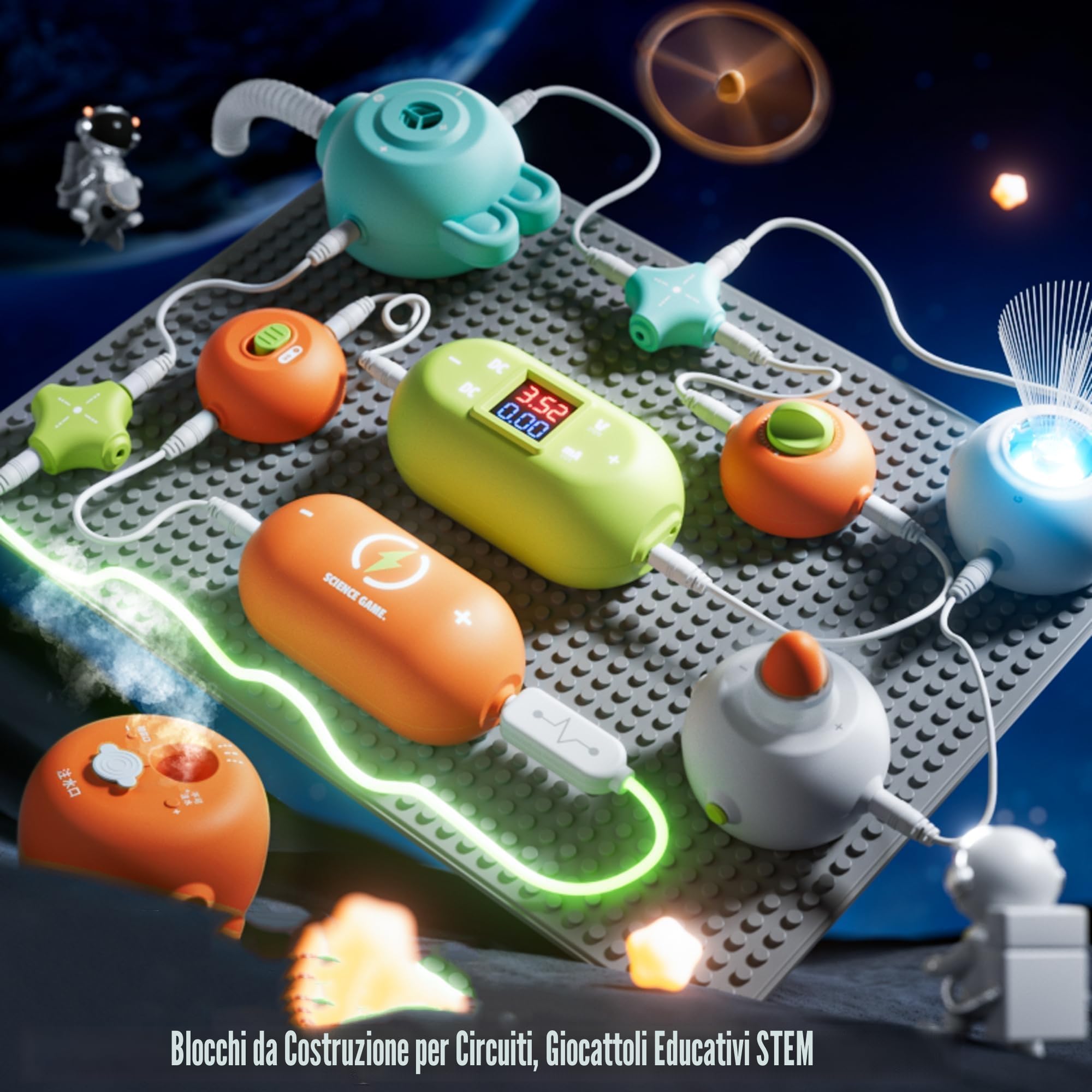 Modulo di sperimentazione per circuiti fisici, puzzle combinatorio fai da te per bambini, kit di scoperta elettronica, adatto per comuni basette elettroniche, dai 3 anni in su