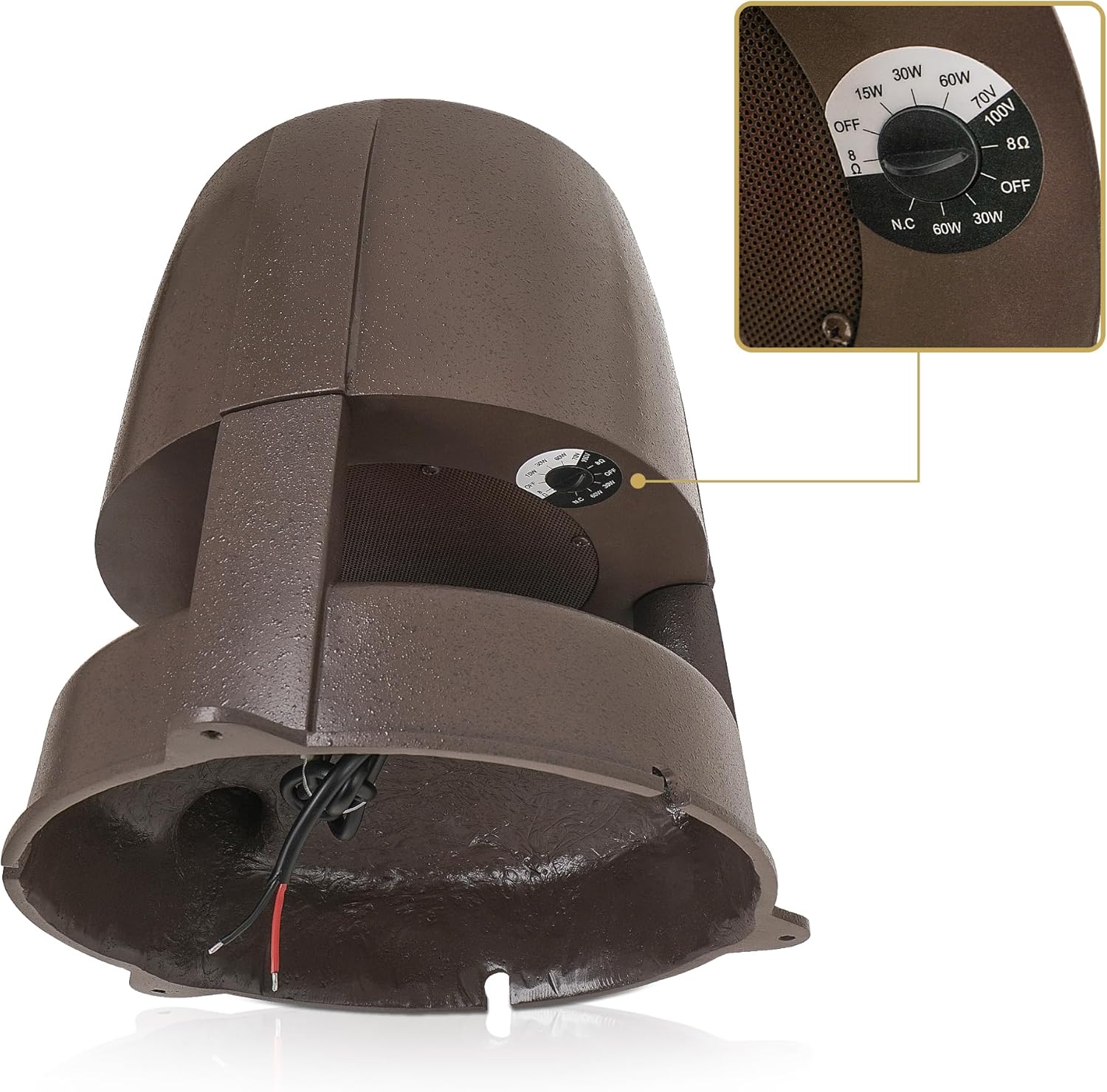 Sound Town Commercial Residential Omni Outdoor Speaker+Amplifier Set, One 6-Zone 70V/100V Amplifier with Bluetooth, 4 x 6.5 High-Fidelity Outdoor 360° Dispersion Speakers, Brown (STCA360X4OMNI62BR)