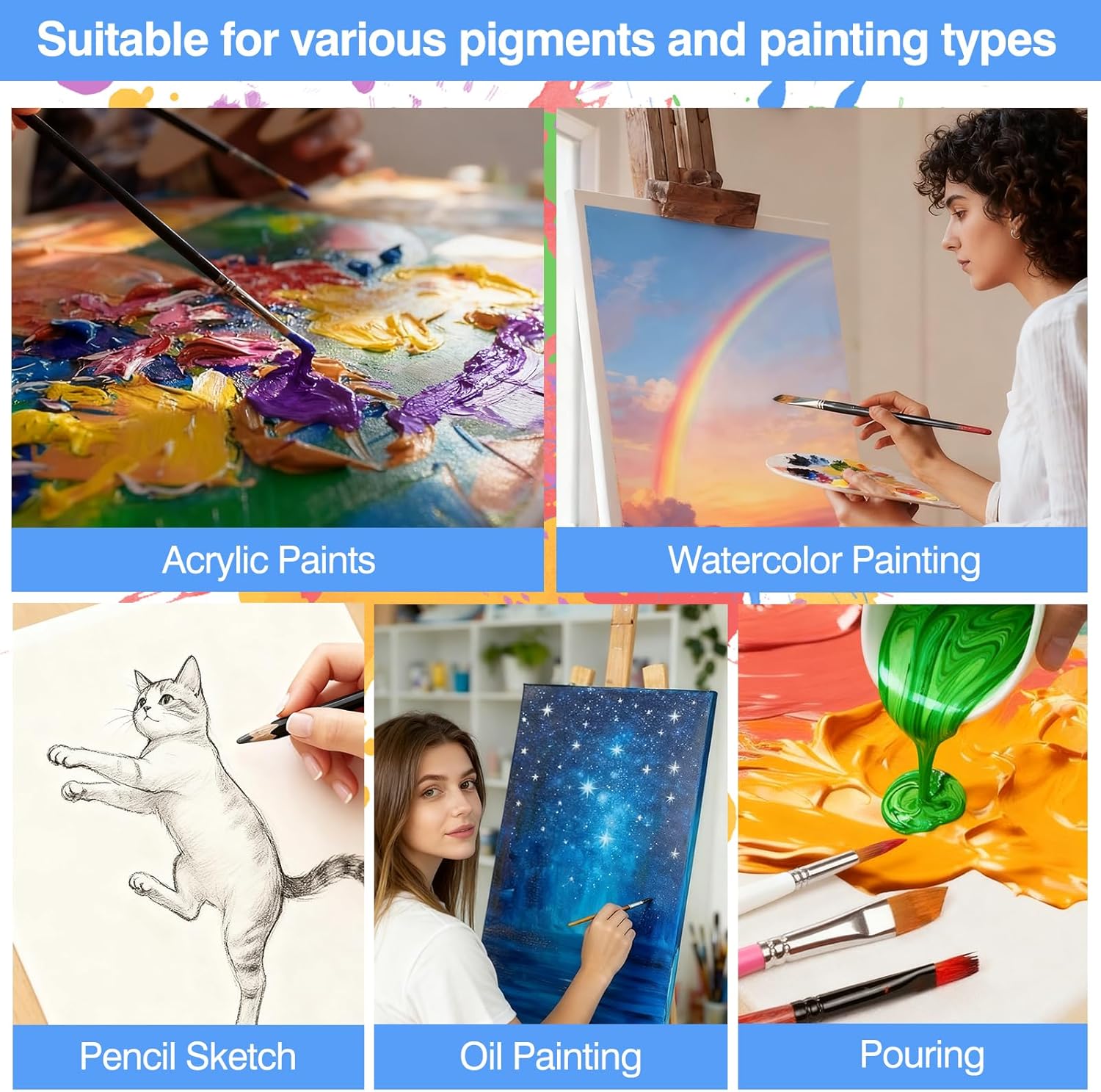 Stretched Canvas for Painting, 5/8 Inch Profile 100% Cotton Artist Framed Blank Canvas for Acrylics,Oils & Other Painting Media (20 Pack 8 * 10 in) - Image 7