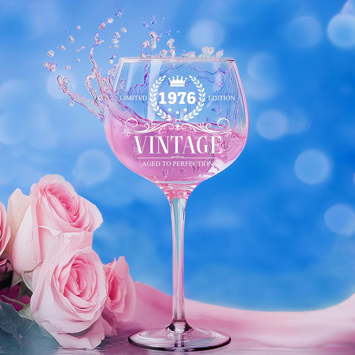 50th Birthday Gifts For Her - 1976 Vintage Engraved 50th Wine Glass - 50 Year Old Birthday Decorations For Women - 50 Year Old Bday Gifts Idea For Mom, Aunt, Grandma - Turning 50 Present - Image 5