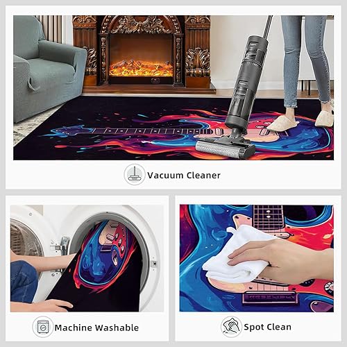 Miniatura 56 de Alfombra de instrumentos musicales – Alfombras de 4 x 5 pies para sala de estar, alfombra de área musical, alfombra de área musical, alfombra