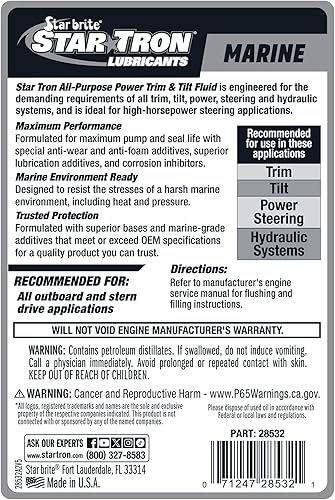 Miniatura 7 de STAR BRITE Power Trim & Tilt Fluid - Formulado para una máxima vida útil de la bomba y el sellado con aditivos especiales antidesgaste, aditivos