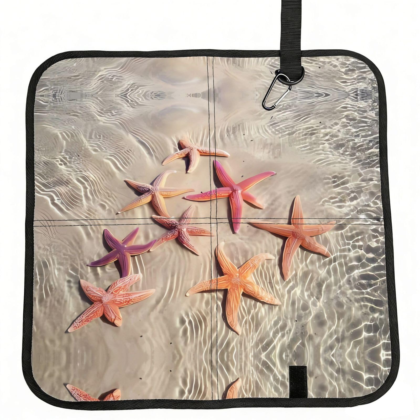 WZYCWB Ocean Starfish Foldable Seating Cushion with Carabiner - Stadium Mat for Camping, Hiking and Outdoor Activities