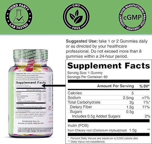 Miniatura 5 de Yuve Gomitas de fibra - Deliciosas - Suplemento de goma de fibra soluble de 0.11 oz - Apoya la salud digestiva y la regularidad - Gomitas de fibra