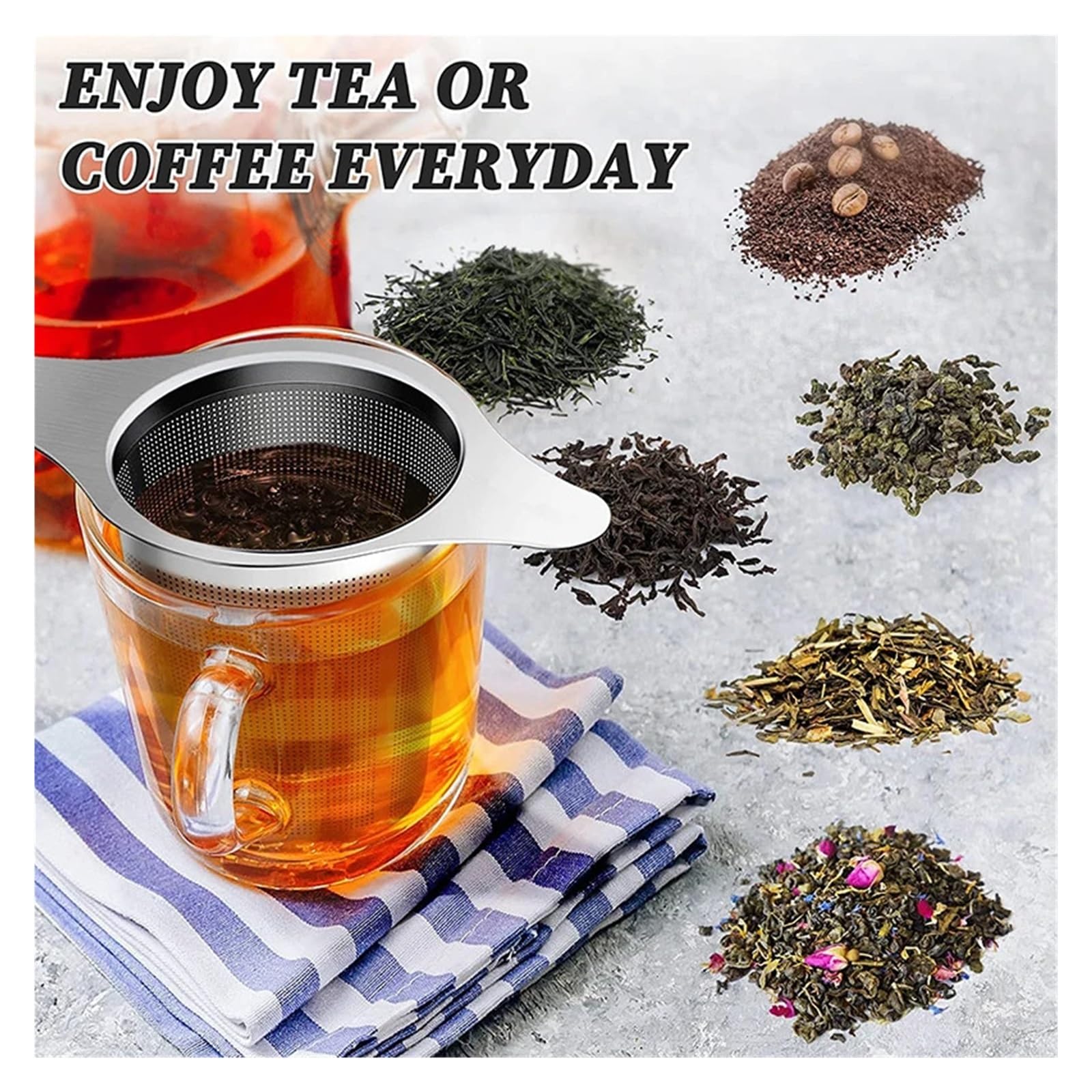 Cesta infusora de té de acero inoxidable con tapa, filtro de hojas sueltas de primera calidad para una preparación perfecta, 1 difusor de té para los amantes del té (estilo 02)