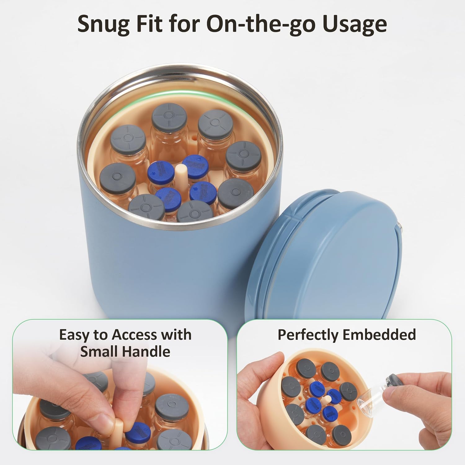 2 Pack Vial Storage Inserts for 32oz Hydrapeak Food Jars - Compatible with 3ml/5ml/10ml Vials, Dishwasher-Safe Peptide Organizer for Travel, Wellness & Fridge (No Vials/Jars Included)