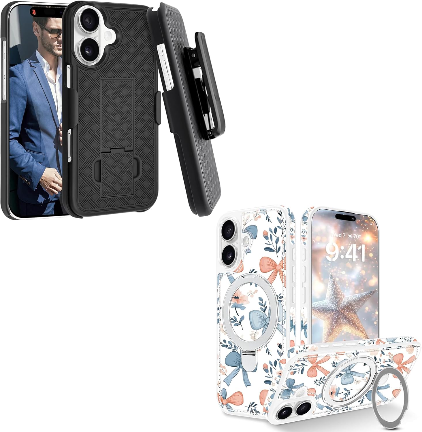 Fingic for iPhone 17 Case,iPhone 17 Belt Clip Holster Cases+Case for iPhone 1 7 Cases[Compatible with Mag-Safe]