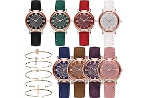 8 Pack Women's Wholesale Assorted Platinum Watches Jewelry Dress Watches & Rose Gold Bracelets