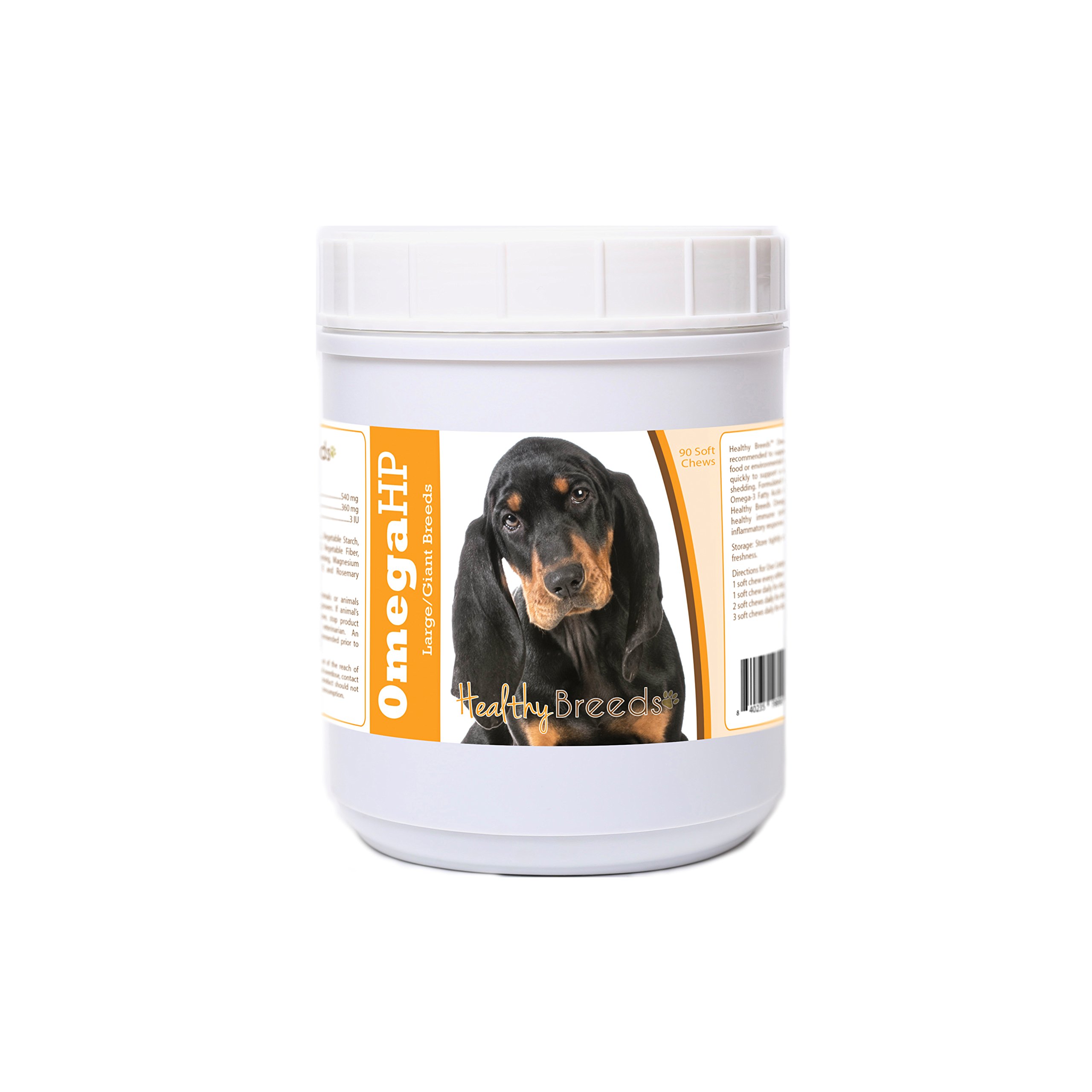 Healthy Breeds Black and Tan Coonhound Omega HP Fatty Acid Skin and Coat Support Soft Chews 90 Count