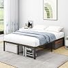 Metal Platform Bed Bed Frame 120 x 200 cm Metal Bed with Slatted Frame Modern Metal Bed for Adults Children Teenagers Easy Assembly Double Bed Black 36 cm H