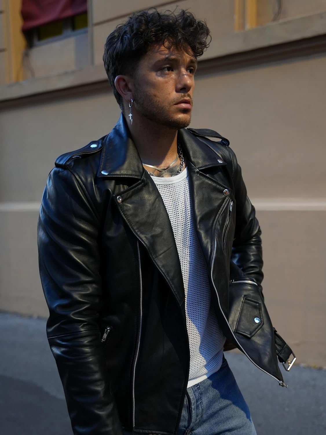 TLC Mens Leather Motorcycle Jacket | Genuine Lambskin Asymmetrical Style Black Leather Biker Jacket Men - Image 2