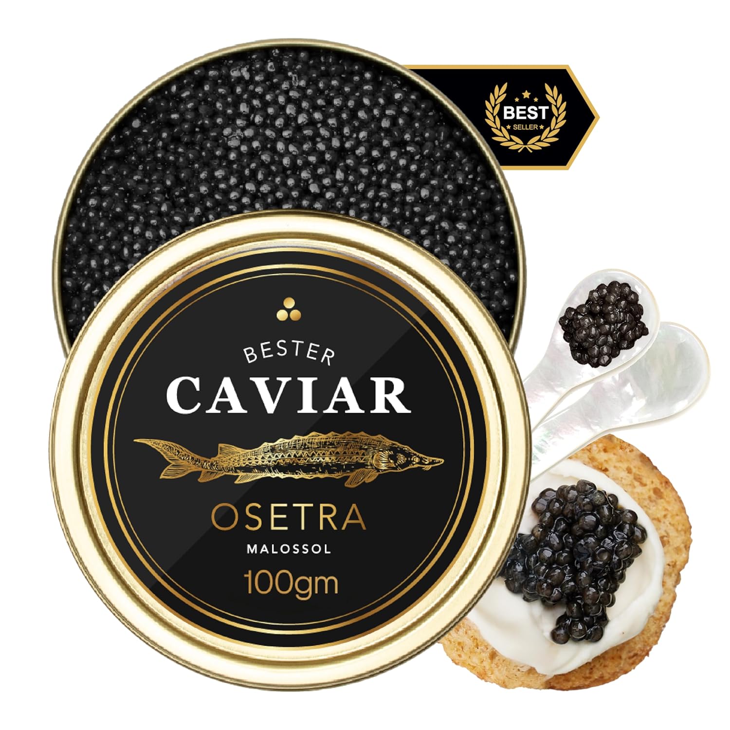Caviar negro de esturión Russian Ossetra – 175 onzas 50 gramos