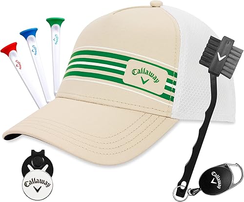 Callaway Gorra de malla a rayas de golf y set de regalo
