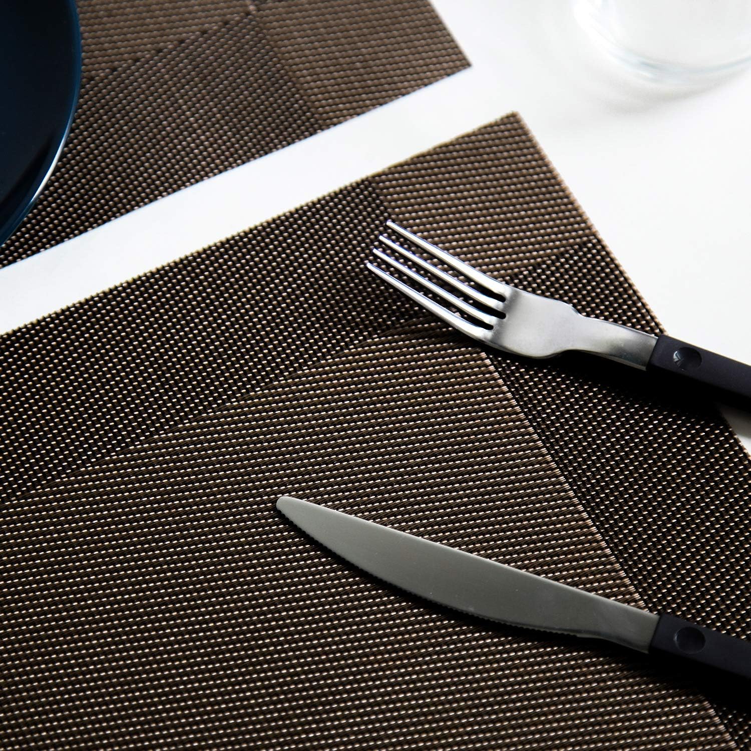 Tan Table Placemats Set of 6 PVC Heat Resistant Place Mats for Kitchen Table Waterproof Vinyl Placemat for Dining Table Dinner Mats Outdoor and Farmhouse Table Mats Set 17"×11.8" 6PCS