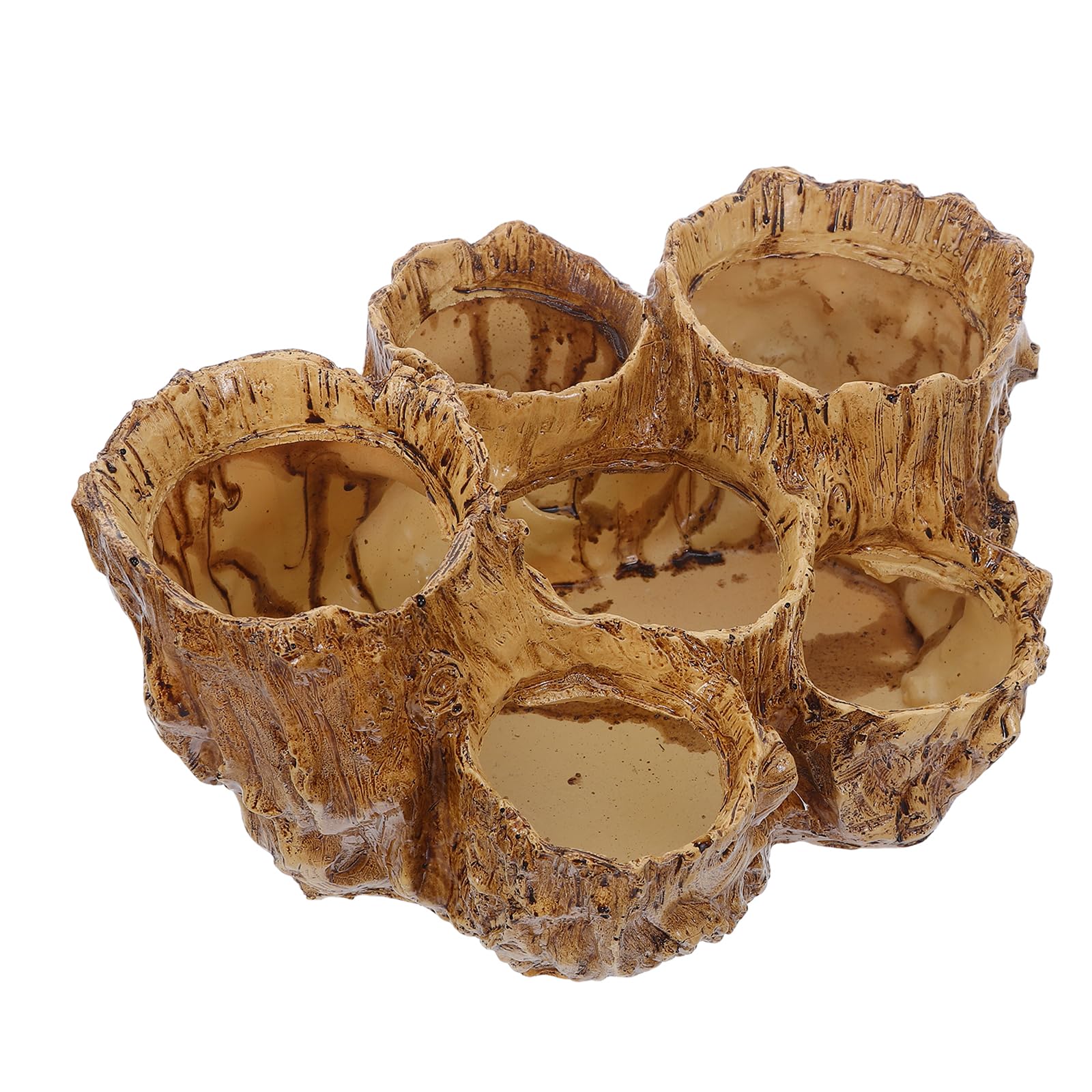 Jardinière en résine beige imitation racine avec 6 trous pour vos plantes d'intérieur