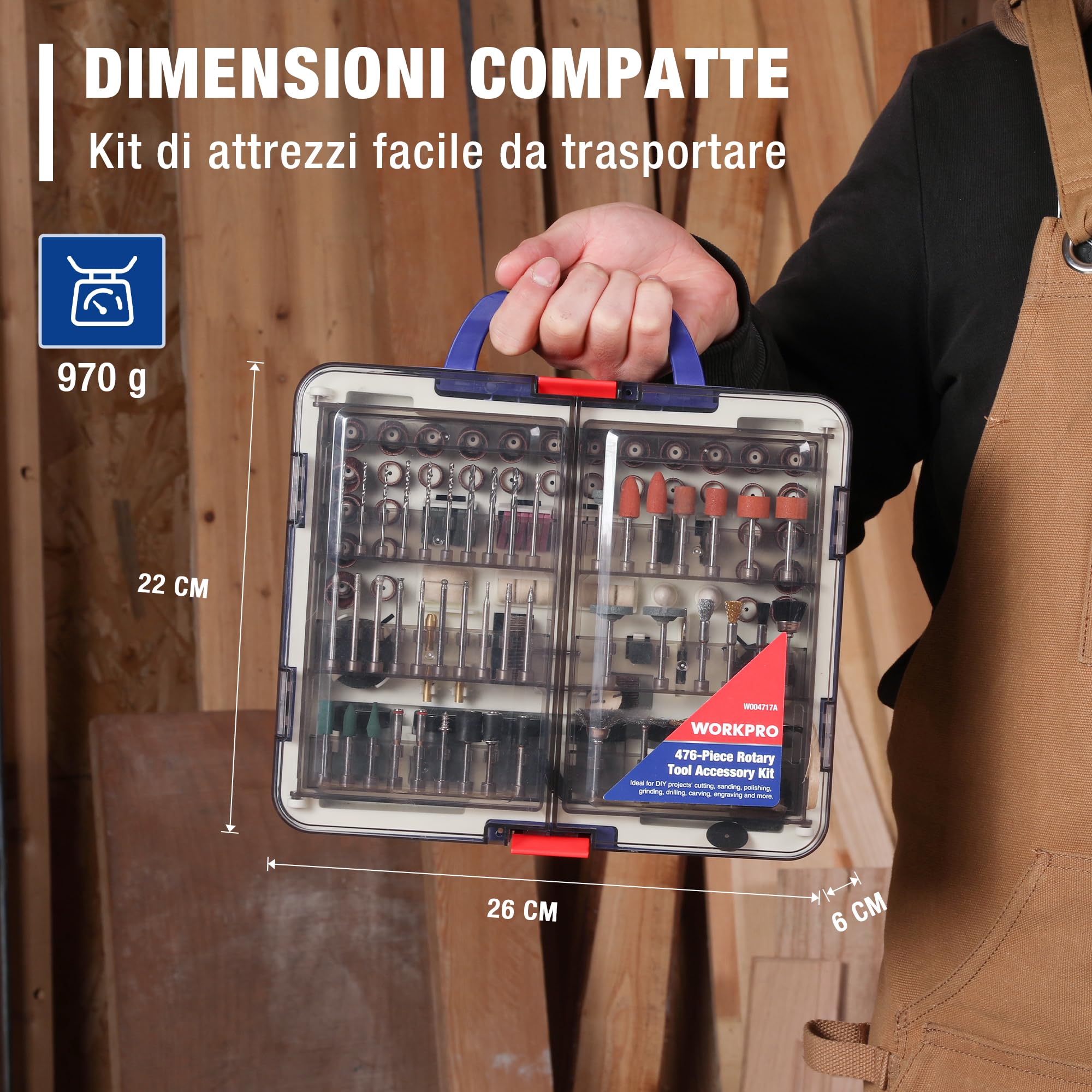 WORKPRO Set 476 Pezzi Accessori Utensili Rotanti Universali Taglio Incisione Smerigliatura