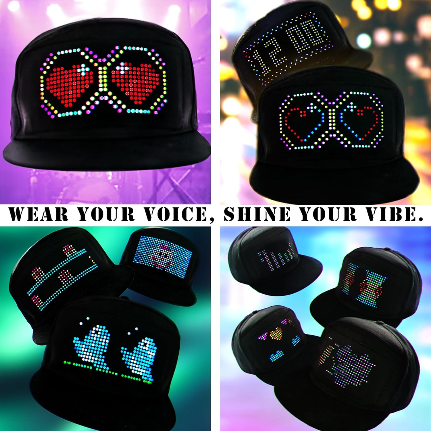 LED Display Up Baseball Cap with Bluetooth - Personalized Messages for Parties, Birthdays, Gifts