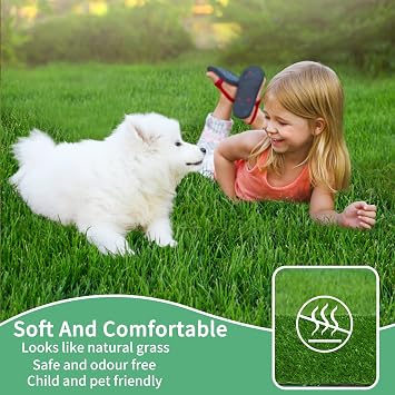 Artificial Pet Pee Grass Mat for Puppy, Pet Turf Fake Grass Replacement Pad for Dog Potty Training, Indoor and Outdoor - Set of 2 (46 x 58.5cm)