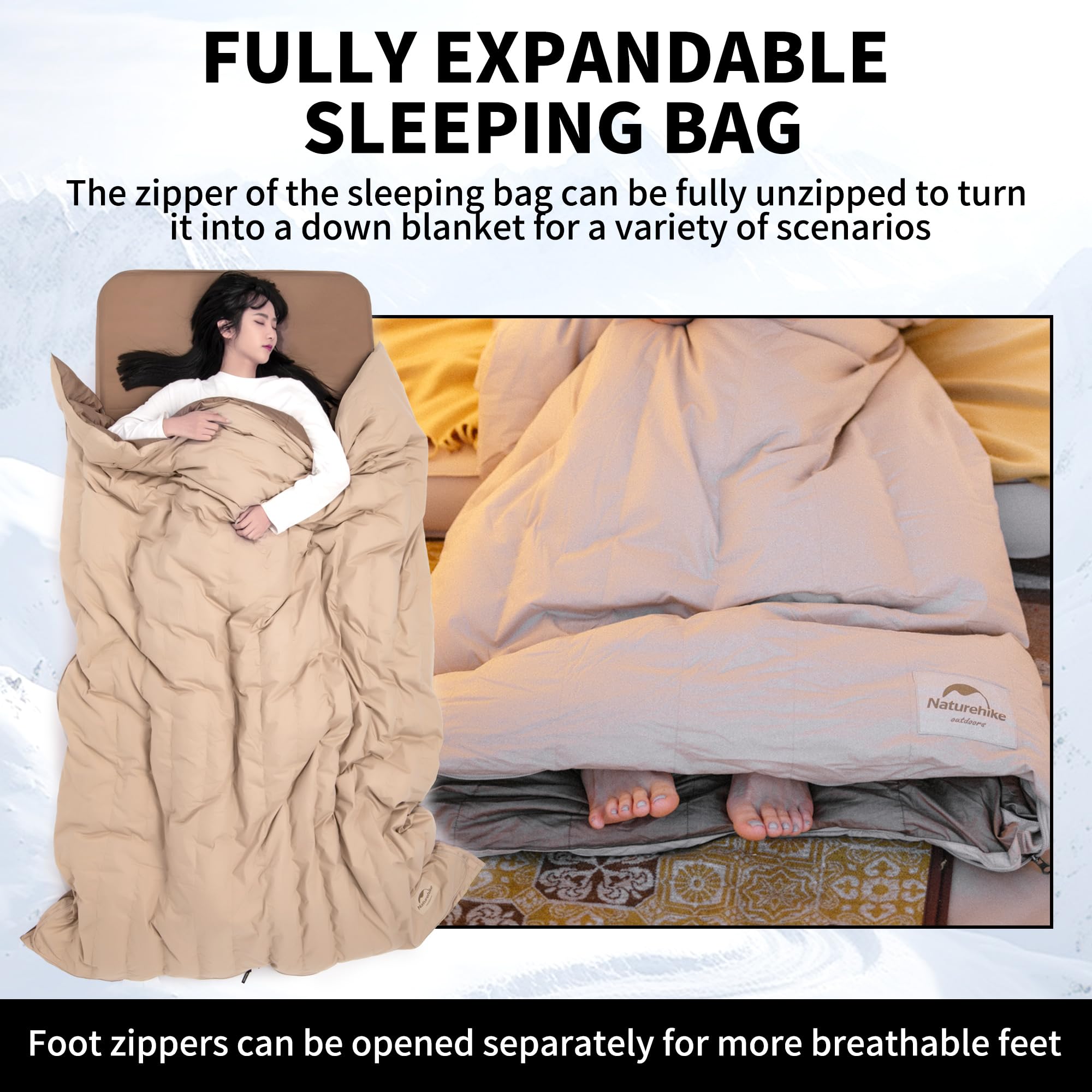 Naturehike Sac De Couchage Duvet D’Oie 800 CUIN – 4 Saisons, Ultra-Léger 570 G, Randonnée Camping