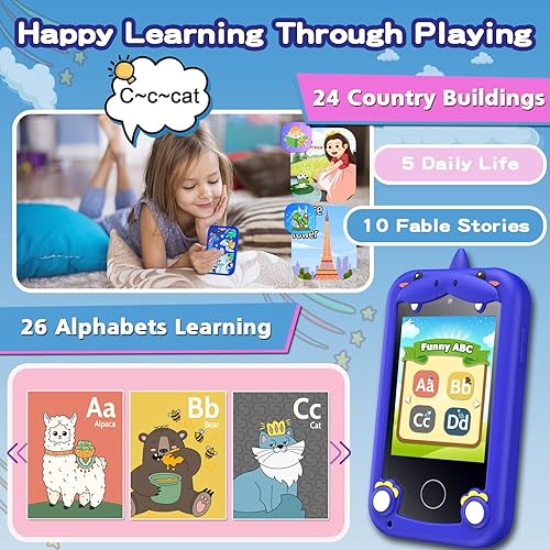 Miniatura 25 de Teléfono inteligente para niños para niñas, regalos de cumpleaños de Navidad para niñas de 3 a 10 años, teléfono celular, pantalla táctil de 2.8