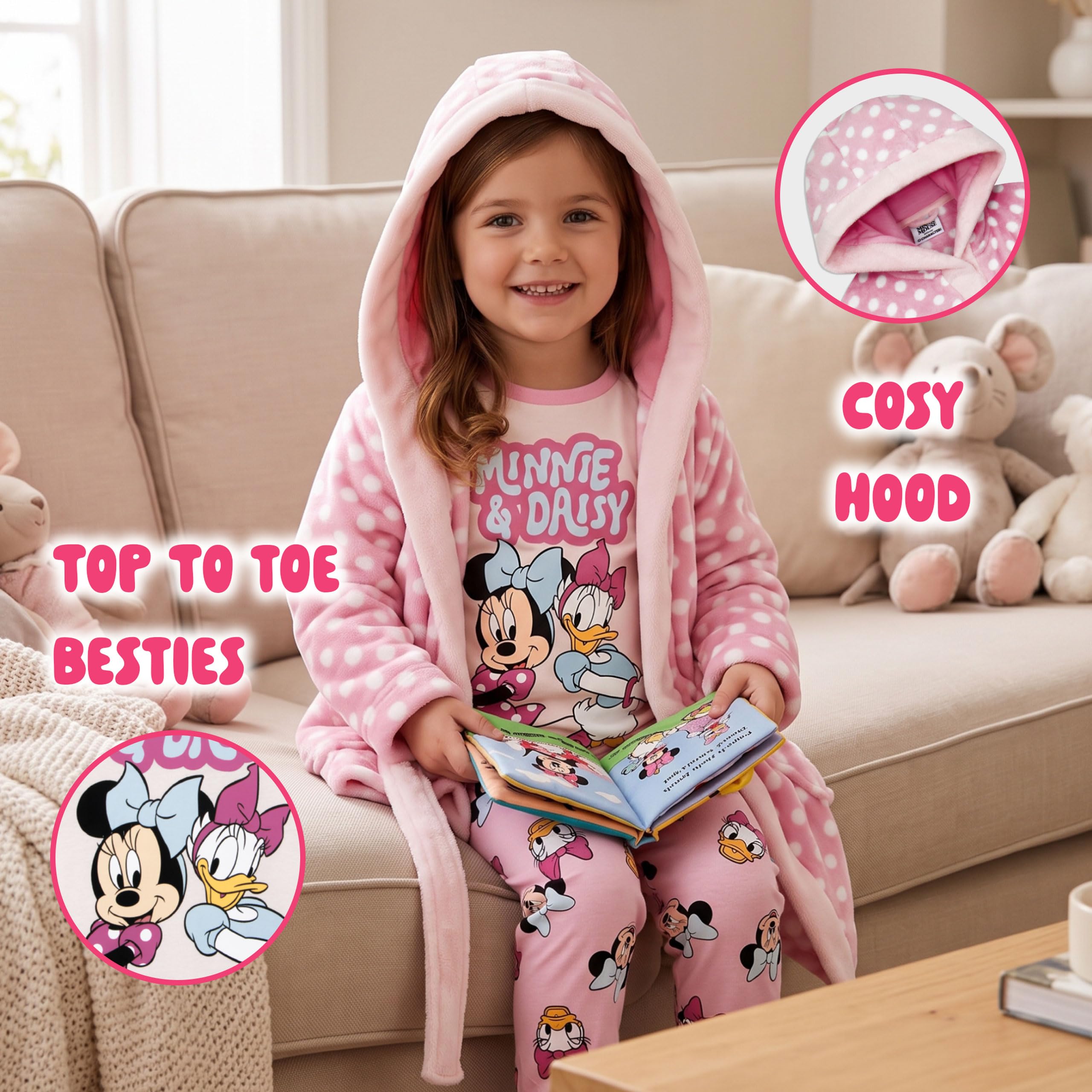 Disney Mädchen Minnie Maus Schlafanzug Bademantel Set