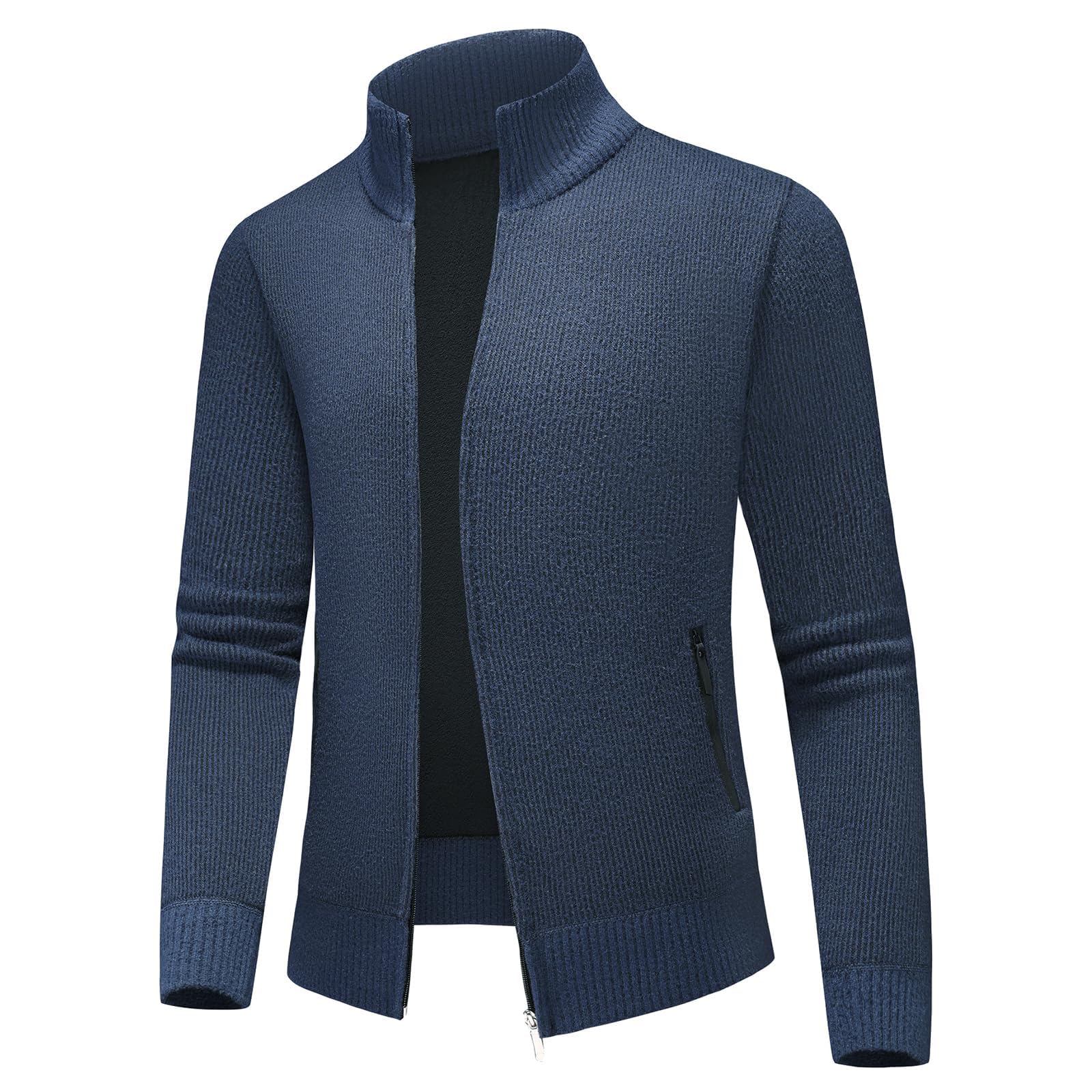 kudmol Men's Cardigan with Pockets, Warm Cardigan, Zip, Thickened Knitted Jumper, Men's Jacket-picture-24