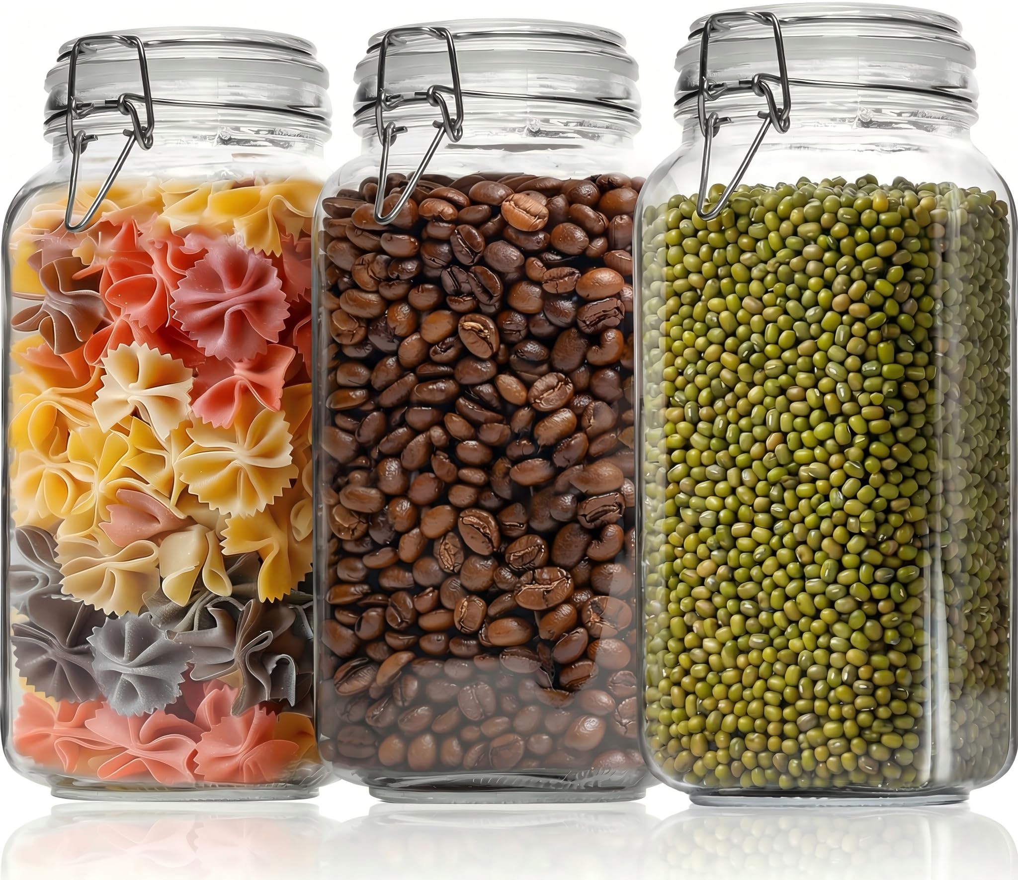 HomArtist 78oz 3-Pack Square Glass Jars