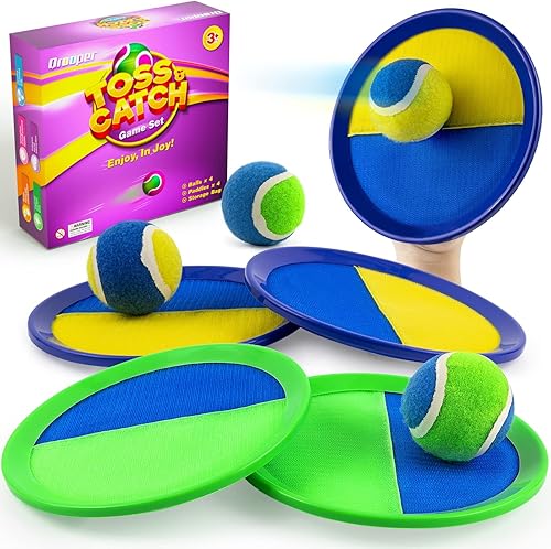 Qrooper Juego de pelotas de lanzamiento y captura para niños juguetes de playa juegos de patio juguetes al aire libre para niños de 4 a 8 años
