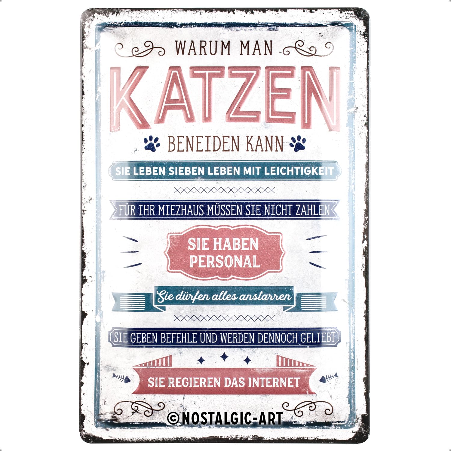 Nostalgic-Art Retro Tin Sign Cats Envy - Paw Plaque Gift Idea Metal Vintage Design for Decoration 20x30cm